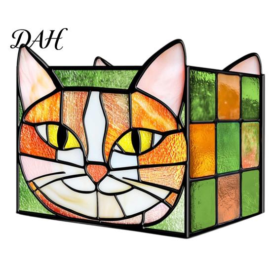 Desktop Pen Holder Stained Glass Style Holder, Unique Acrylic Organizer, 3D Plant Pot Embossed Relief Pattern Planter for Succulents And Office