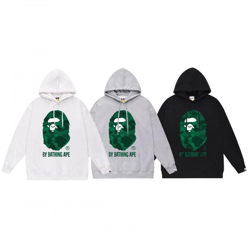 Mens Oversized Hooded Sweatshirt With Ape Head Print Heavyweight Cotton Long Sleeve Pullover Daily Wear