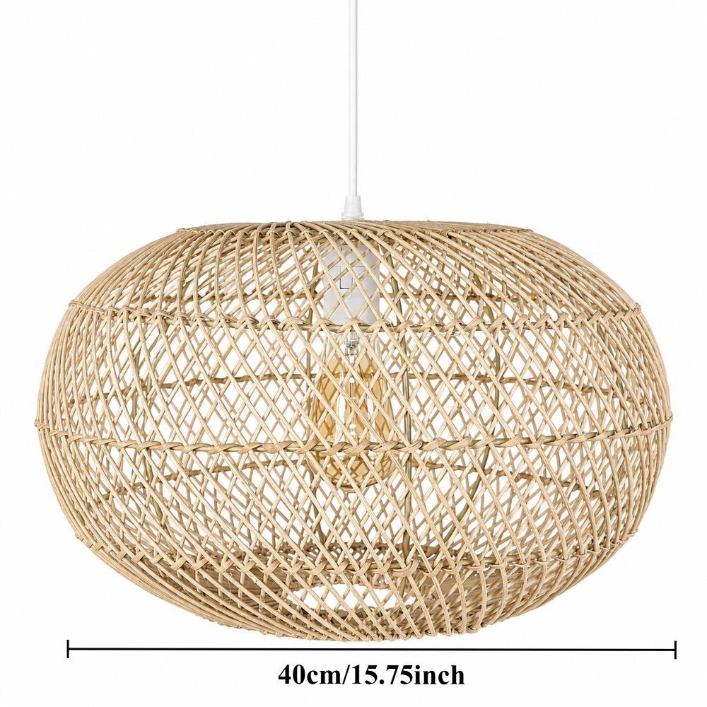 JOYINLED Chinese Handmade Woven Natural Rattan Pendant Lamp Living Room Restaurant Hotel Homestay Bedroom Led Chandelier 40CM