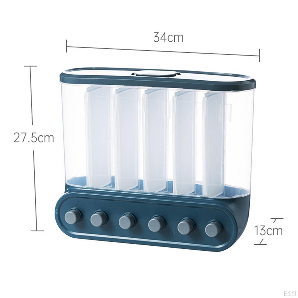 Wall Mounted Dry Food Divided Dispenser, Cereal Storage Box Grains Rice Nut Organizer for Home