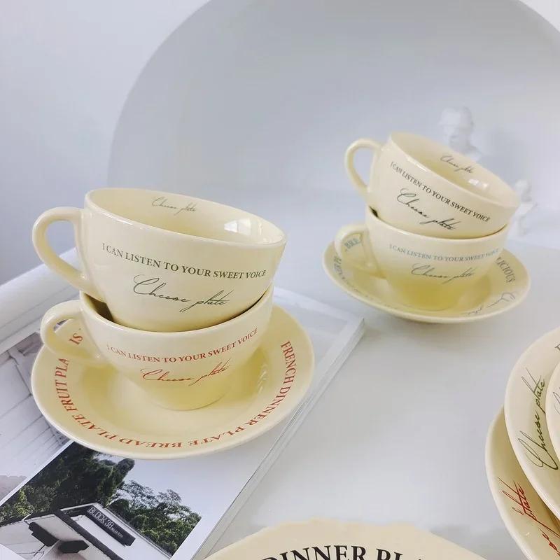Ceramic Cup and Saucer Coffee Cup Set Milk Mug Dessert Plate Teaware Afternoon Tea Cup Drinkware Drinking Utensil Birthday Gift