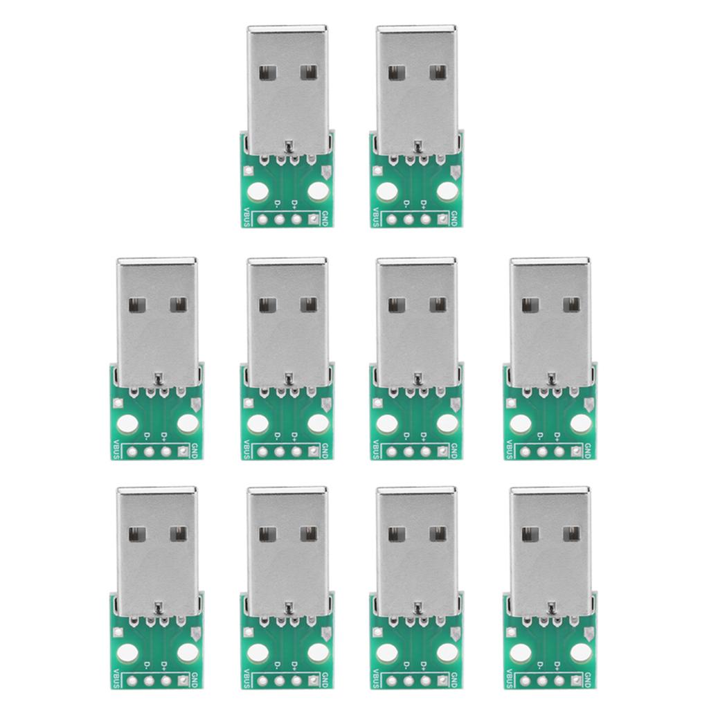 10Pcs USB Type A Male Plug To DIP Adapter Board 4 Pin 2.54mm Pitch