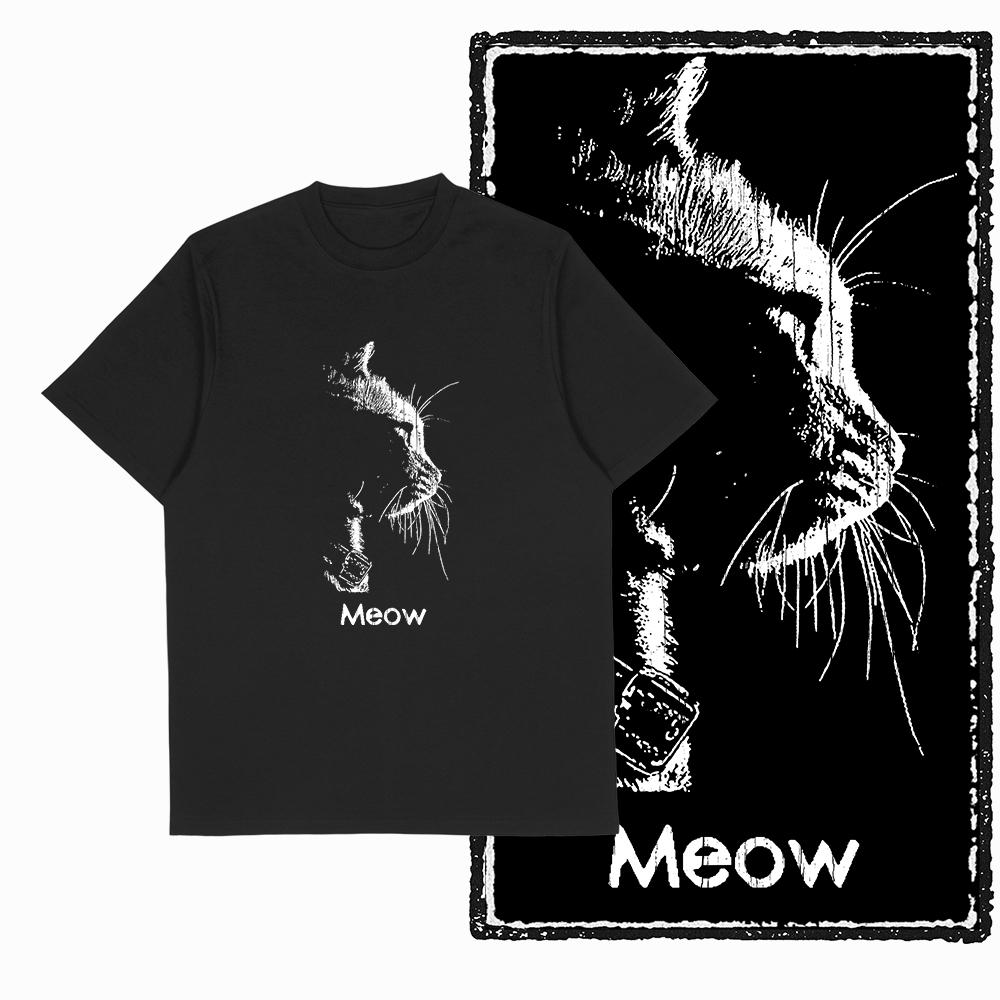 COOLMIND 100% Cotton Short Sleeve Cool Cat Print Men Tshirt Casual Summer Loose Men Cat T Shirt o-neck t-shirt Men Tee Shirts
