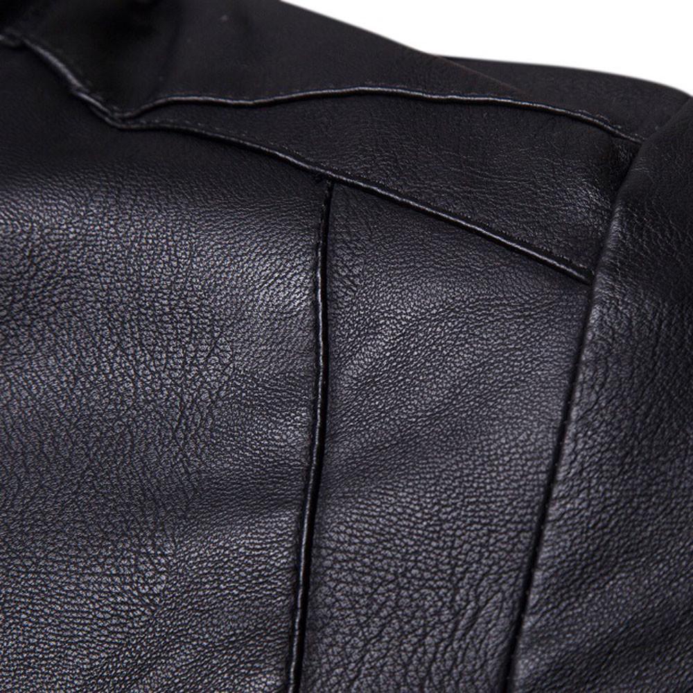 Fashion Men  Winter Warm Casual Leather Zipper Long Sleeve Jacket Coat Top