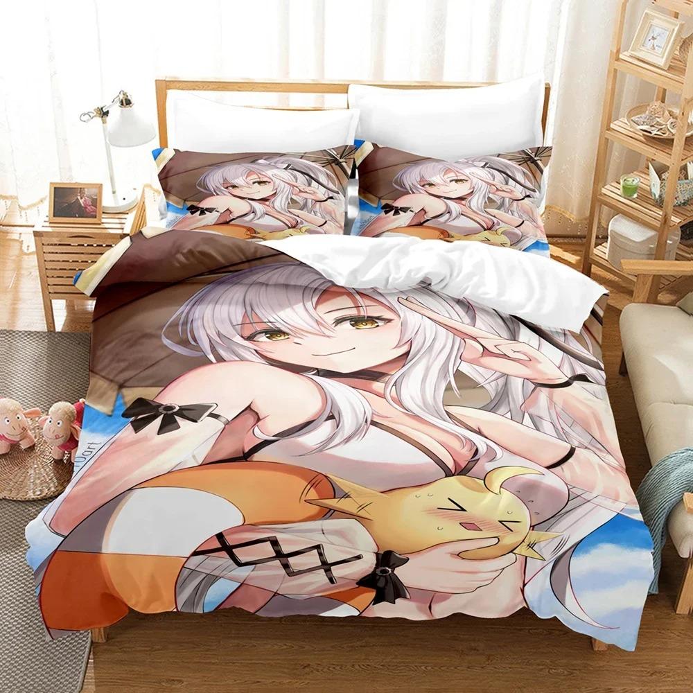 3D Print Azur Lane Bedding Set,Duvet Cover Comforter Bed Set Quilt Cover Pillowcase,King Queen Twin Size Boys Girls Adultse
