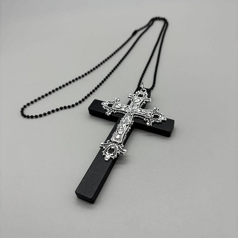 Large Cross Long Sweater Chain Dark Gothic Versatile Halloween Pendant Necklace