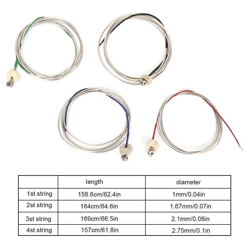 Alomejor Steel Double Bass Strings, 4 Pieces