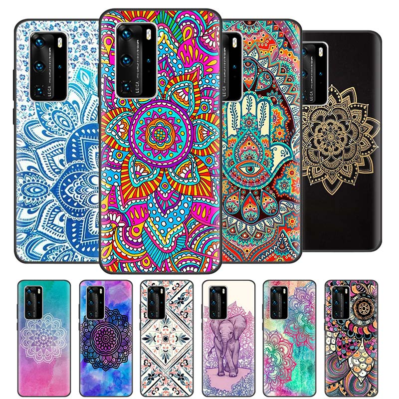 

Чехлы для йоги Mandala Chakra для Huawei P20 P30 Pro P40 Lite EP Smart 2021 SZ 2019, черные силиконовые чехлы для телефонов