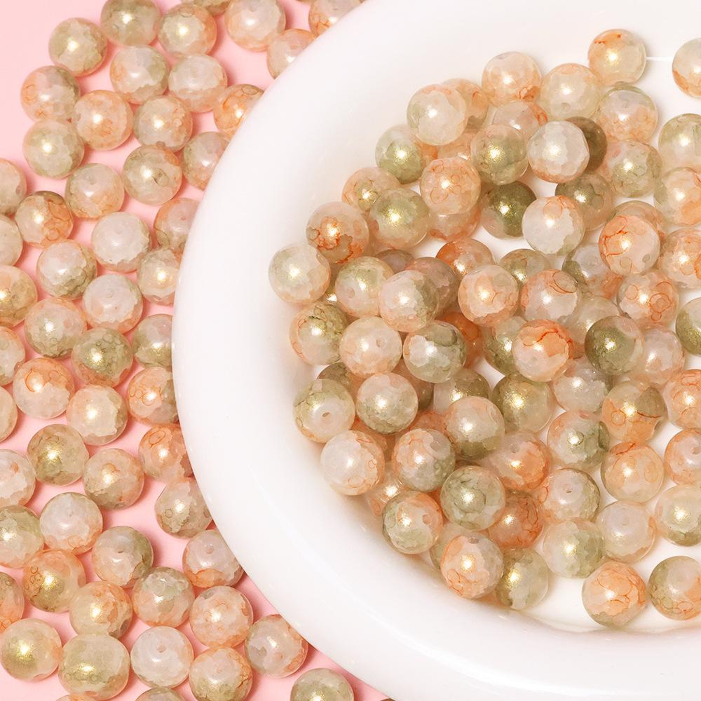 Yori 40pcs 10mm Imitation Crack Glass Beads Round Loose Spacer Beads for Jewelry Making DIY Bracelets Phone Chain Accessories