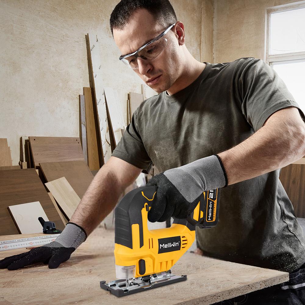 MELLWIN 3500RPM Brushless Electric Jig Saw 750W Jigsaw Adjustable Blade 3 Variable Speed Woodworking Tool for Makita 18V Battery
