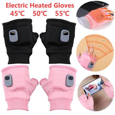 Winter Electric Heated Gloves 3 Levels Temperature Adjustable USB Charging Half-finger Gloves Fast Heating Thin Heated Gloves.