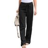 Women Casual Solid Color High Waist Belt Wide Leg Long Straight Pants Trousers