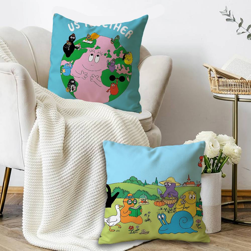 Cute Cartoon Les Barbapapa 45*45cm Cushion Cover Pillow Cover Decor Pillowcase Home Pillowcase for Couch Pillow