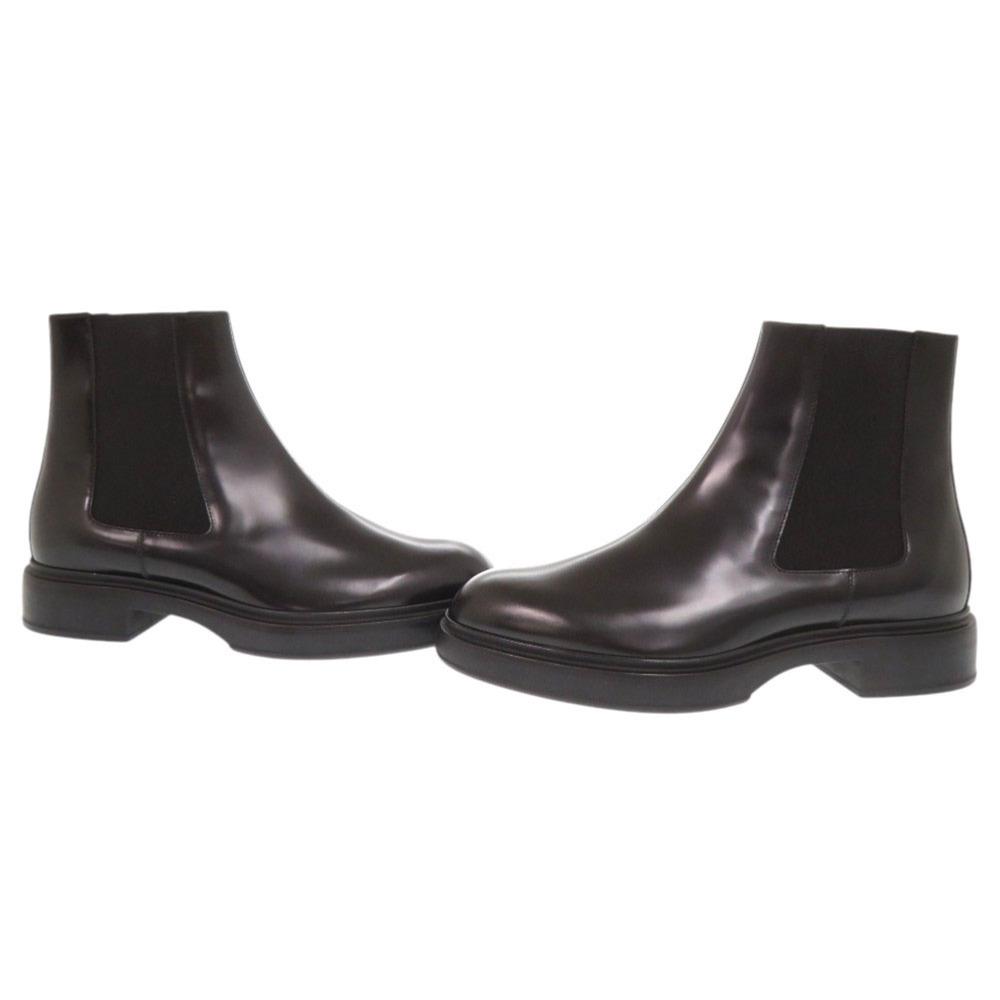 Used AUTHENTIC HERMES side gore boots short boots Black Leather