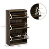 Schuhschrank, 3 Klapptüren, Platz für 18 Paar, 63x24x117cm, Dunkle Walnuss
