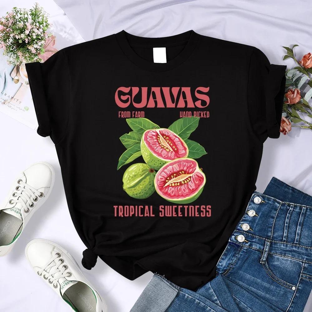 

Match Streetwear Summer Hip Hop Woman Clothes Fresh Guava Fruits Printing Womens Shirts Casual T-Shirt Plus Size Tees Clothes M