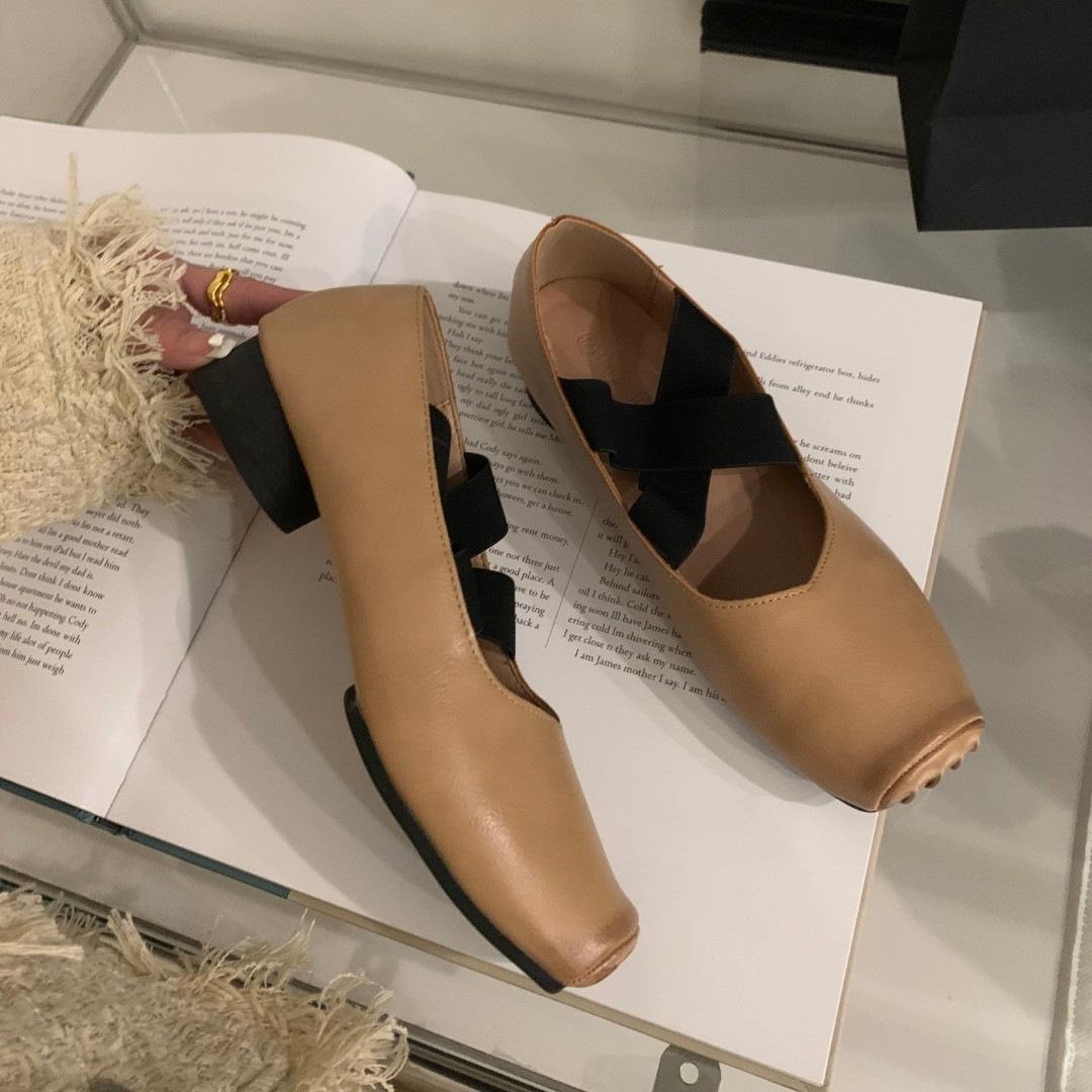 

Туфли-балетки ретро с носком-пятачком, повседневные одинарные туфли, женские осенние, на резинке, с перекрестным ремешком, с квадратным носком, балетки 35 чёрный