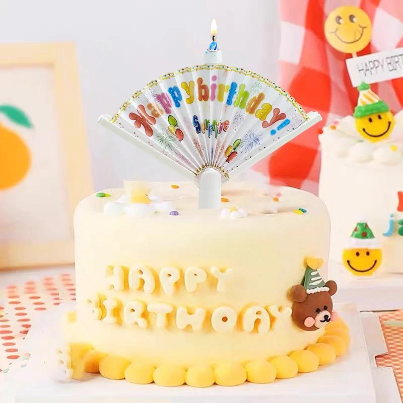 Überraschungs-Fächerkerze Happy Birthday Kuchen Dekorierte Kerze Kreativer Entfalt-Fächer-Effekt Dekorierte Kerze Party