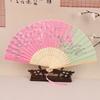 Vintage Printed Silk Folding Hand Fan Tassel Chinese Bamboo Fans Women Dance Performance Props Home Decoration Ornaments
