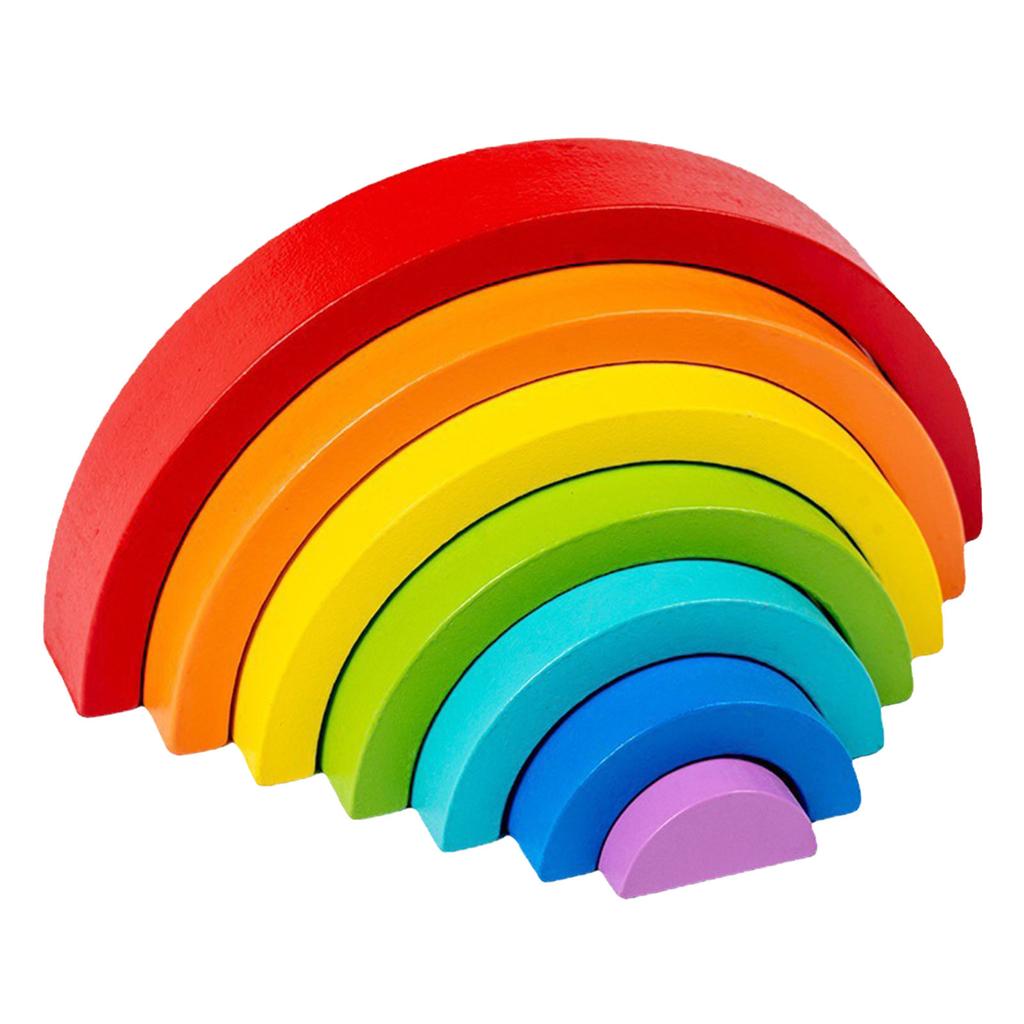 Wooden Stacker Blocks Puzzles Large Arch Shape Colorful Educational Stacking Toy for Toddlers Type