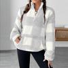 Damen Karo Halb-Reißverschluss Langarm Sweatshirt Lässiger Pullover