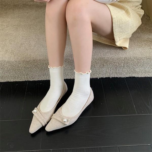 2025 Autumn and Winter New Pointed Thick Heel Fluffy Shoes Women Wear Flat-bottomed Versatile Fairy Wind Warm Shoes