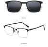 Magnetic Clip-On Sunglasses for Men - Polarized Dual-Use Myopia Half-Rim Frames for Indoor-Outdoor Driving