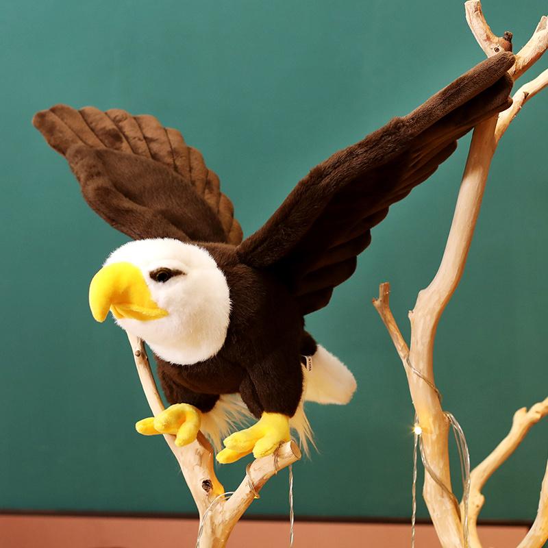 60/90cm Simulation Eagle Plush Doll Lifelike White Head Big Wings Bird Plush Toy Home Decoration Birthday Gift For Boys