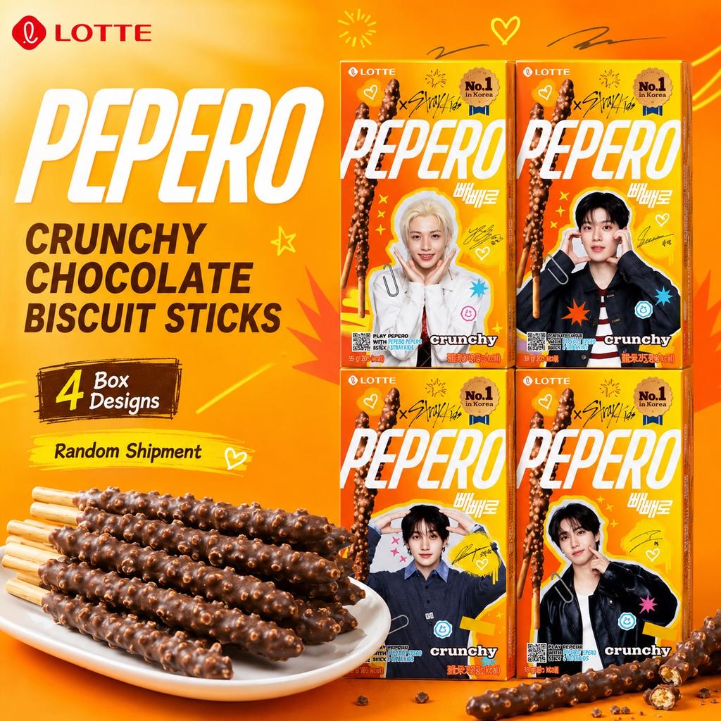 Lotte Pepero Knusprige Schokoladenkeksstäbchen 39g Boygroup Version Zufällige Lieferung