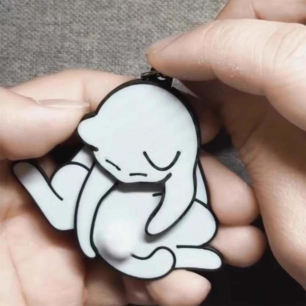 Creative Pull Play Egg Cat Keychain Pendant Cute and Funny Rotatable Acrylic Bag Pendant for Women Keyring Purse Car Accessories