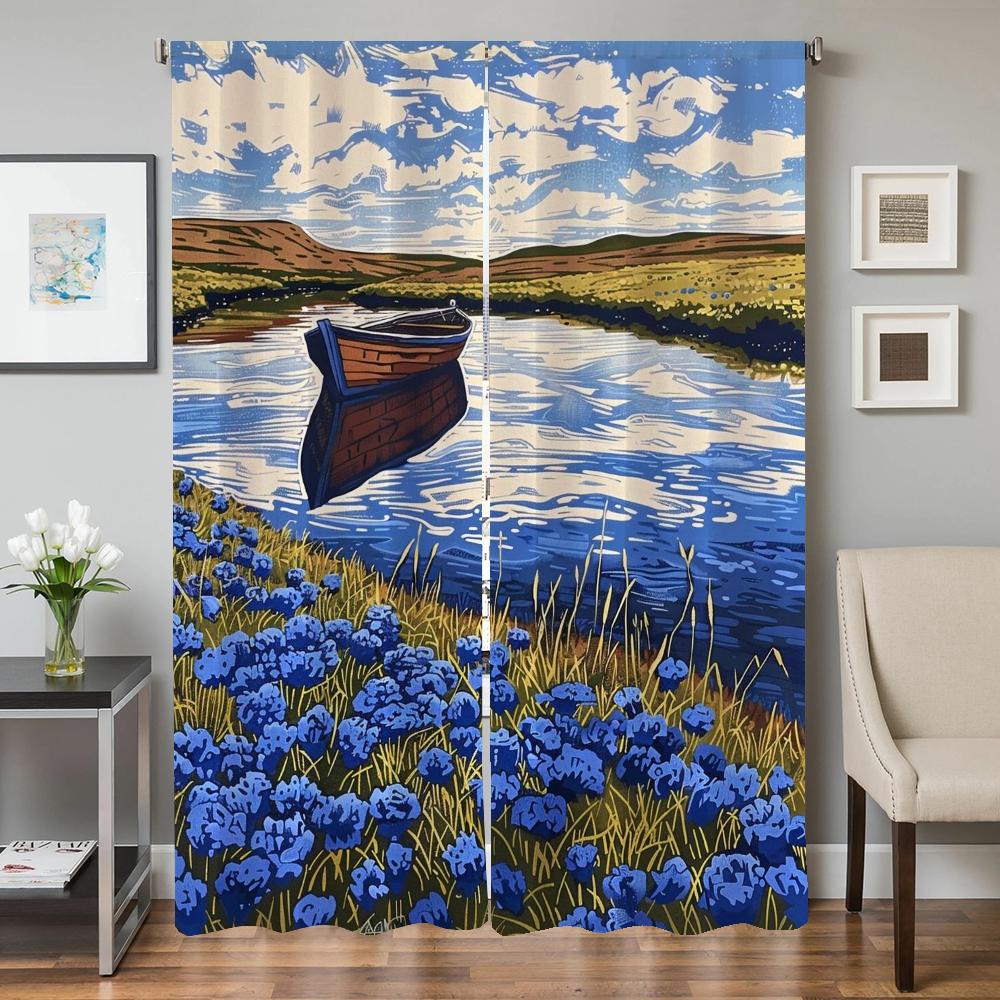 

Window Home Interior Kitchen Curtains For Living Room 2 Pieces Blackout Curtains Door Curtain River Partition Bedroom Decoration W50xH70cmx2pcs-CL