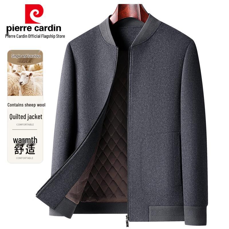 Pierre Cardin Men's Wool Blend Padded Baseball Collar Jacket