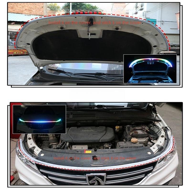 LED Daytime Running Light Scan Starting Car Hood Decorative Lights DRL Auto Engine Hood Guide Decorative Ambient Lamp 12V