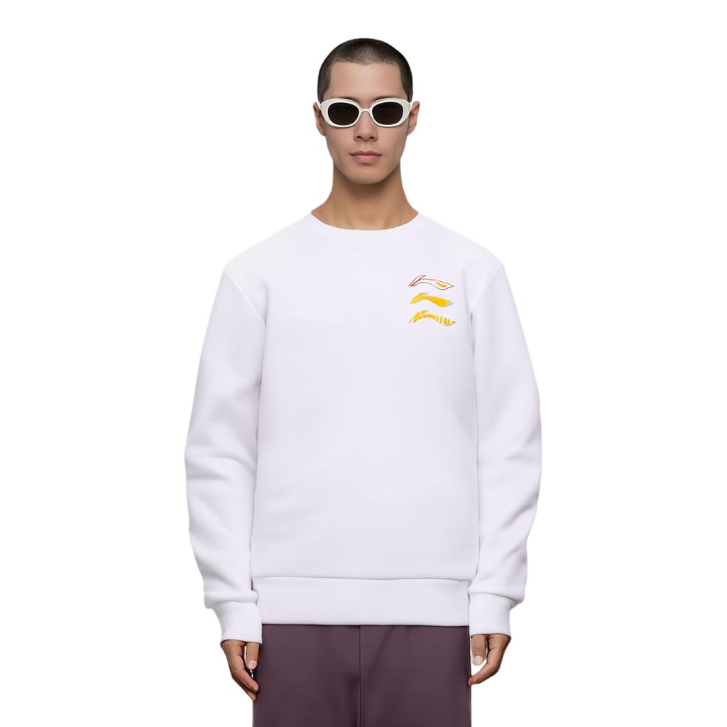 Li-Ning Versatile Simple Round Neck Casual Letter Print Loose Comfortable Sweatshirt Unisex sweatshirt AWDVG93-2