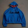Y2K Streetwear Hooded Zip-Up Sweatshirt With Geometric Print Loose Fit Teen Girls Young Women