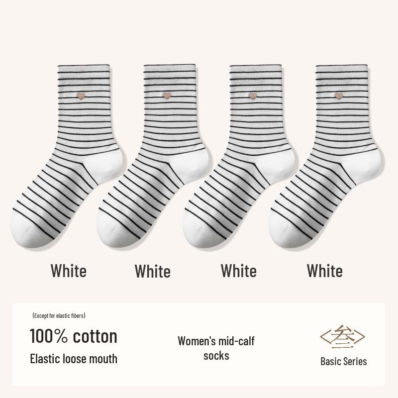 Women's 100% Cotton Mid-Calf Seamless Scrunch Socks - New Autumn/Winter Collection