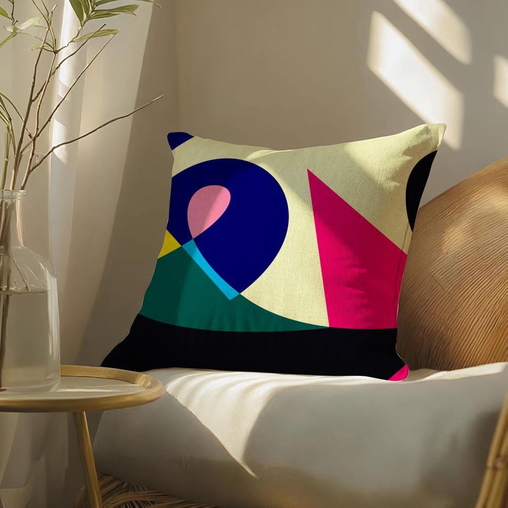 Abstractcurvecontrastingcolors Pillow Case Pillowcase, Double-Sided Printed, Sofa Cushion, Bedroom Headboard