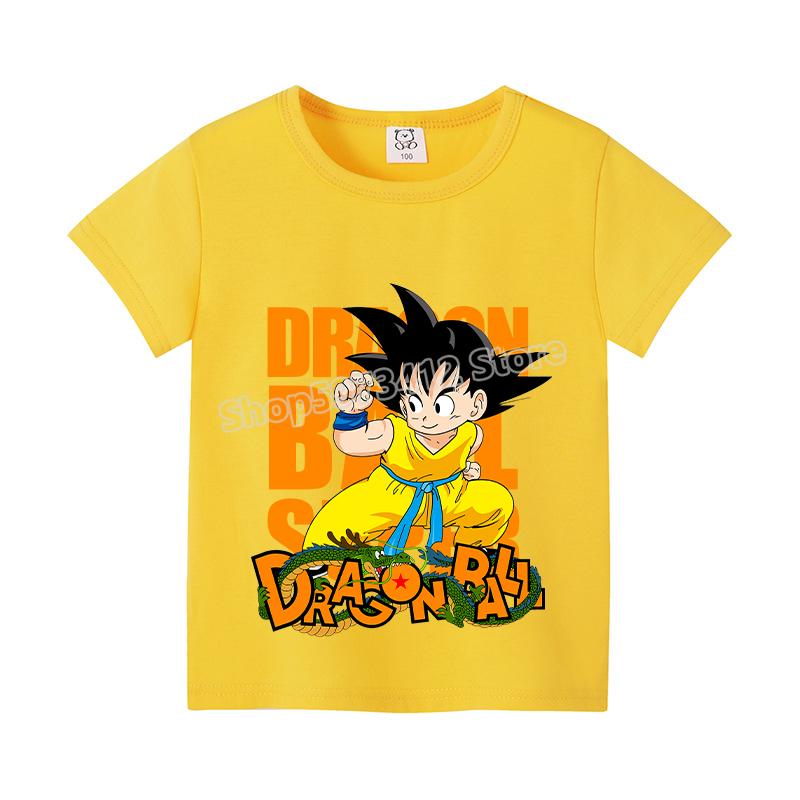 Dragons Ball Z T-shirt Goku Cartoon Anime Figures Short Sleeves Casual Kid Tee Y2K Round Neck Top Boy Summer Child Clothing Gift