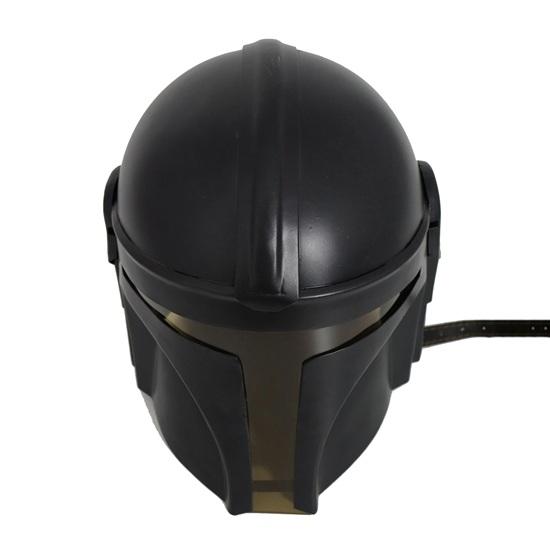 Handgefertigter schwarzer Stahlhelm mit Kettenriemen – Halloween-Helm, Geschenk