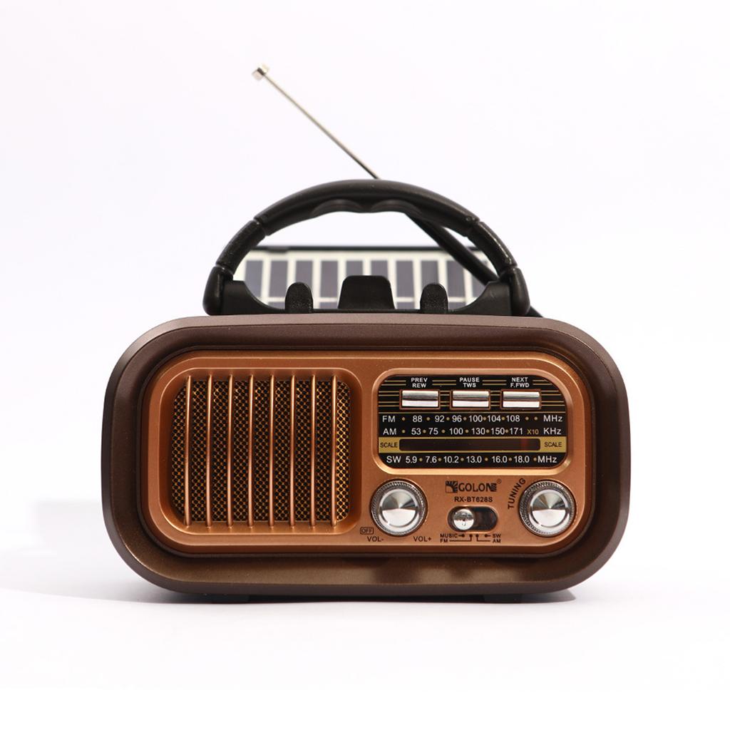 Vintage Solar Portable Multifunctional Three-band Radio Card Radio Bluetooth Speakers