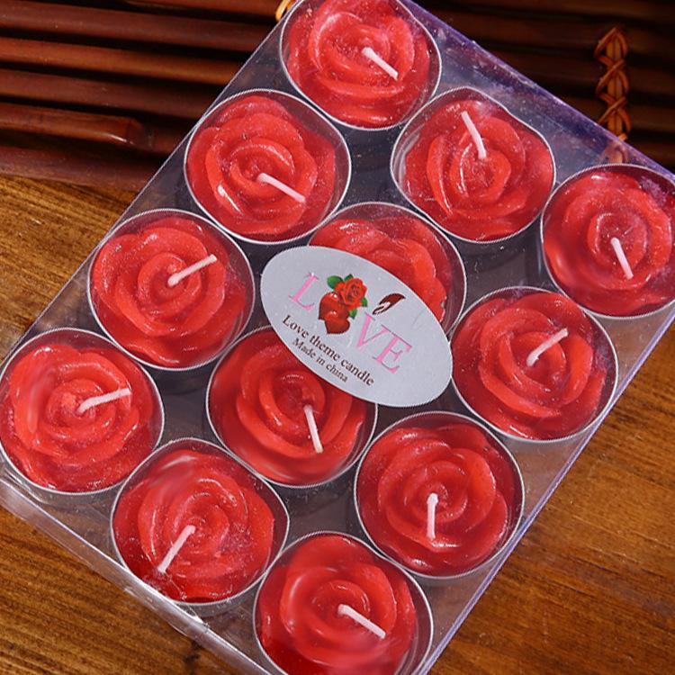 

Valentine s Day Romantic Proposal 12 Handmade Rose-Shaped Tea Light Candles Box