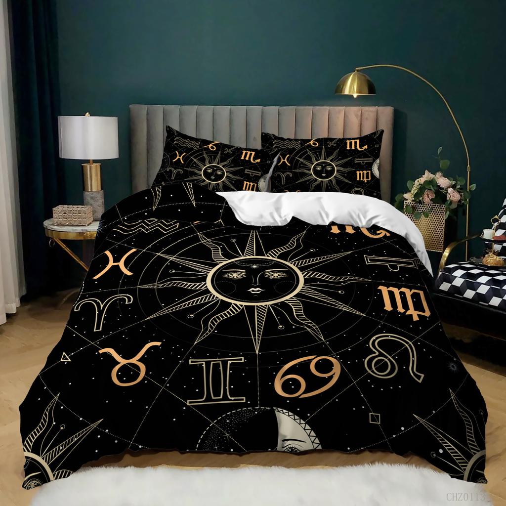 Sun And Moon Quilt Cover Three-Piece Kit Twelve Constellation Quilt Cover Bedding Set