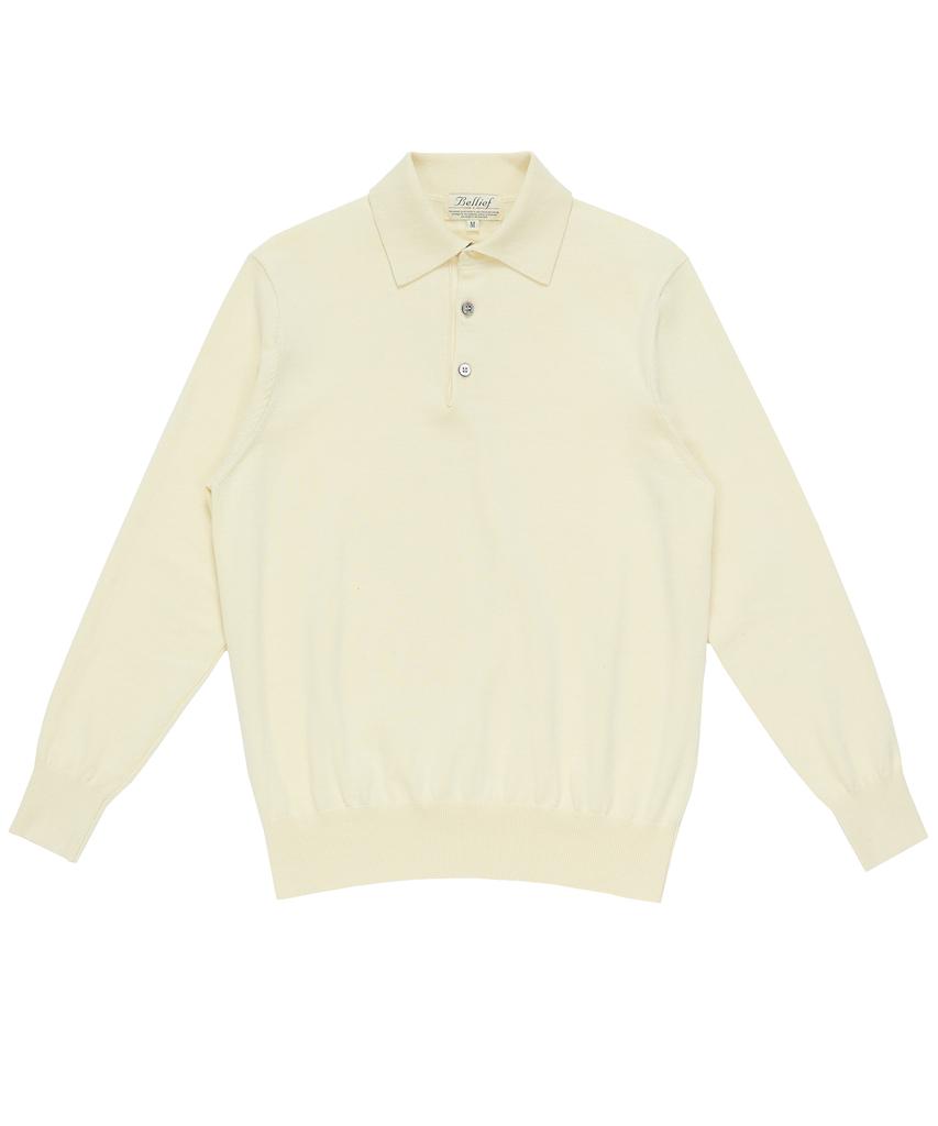 BELLIEF Essential Cotton Comfort Polo Knit (Ecru)