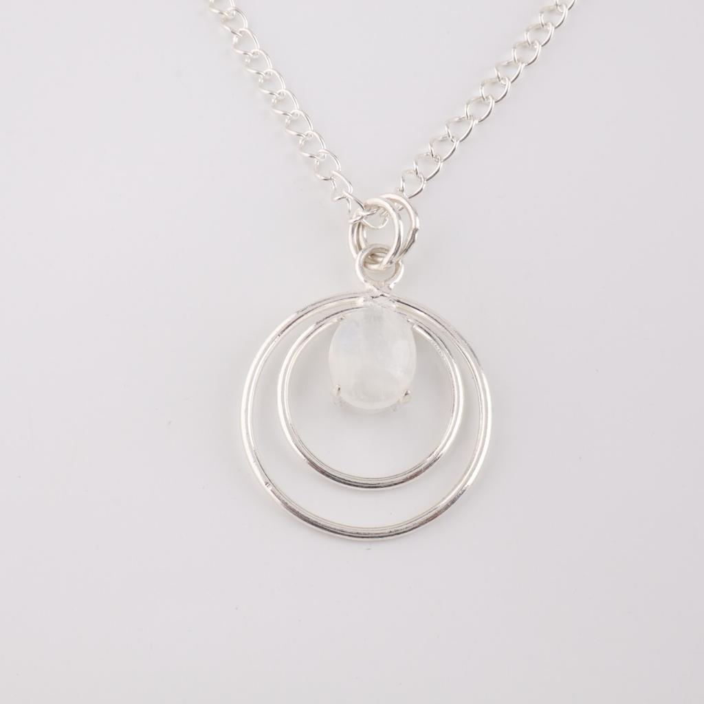 Rainbow Moonstone Gemstone 925 Sterling Silver Jewelry Handmade Pendant 1.65" PP-61-36