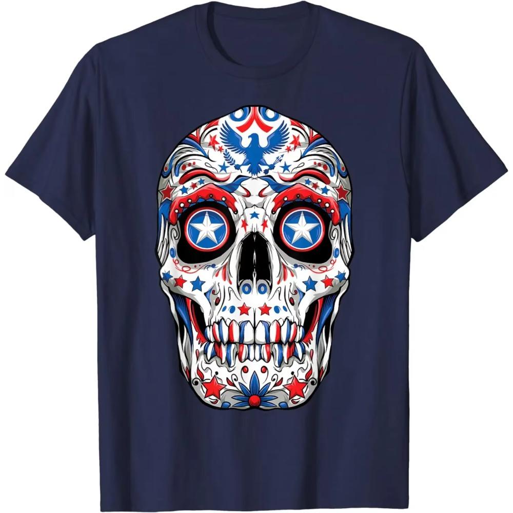 Sugar Skull 4 juli T-shirt Dam Herr Pojkar Fjärde USA