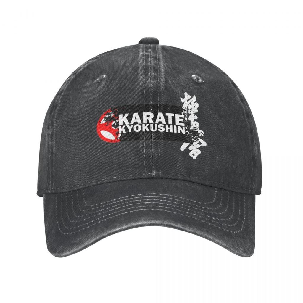 Casual Karate Style Kyokushin Baseball Caps for Unisex Women Distressed Denim Headwear Outdoor Workouts Soft Hats Cap