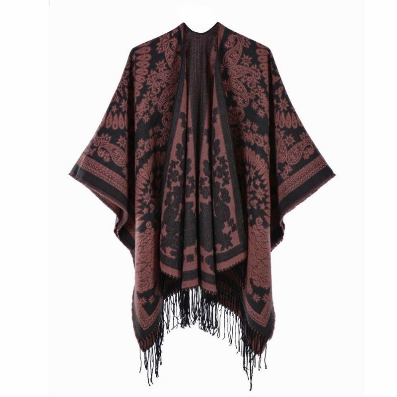 Autumn and winter scarf women's retro shawl scarf split cape travel outside with thermal cape
