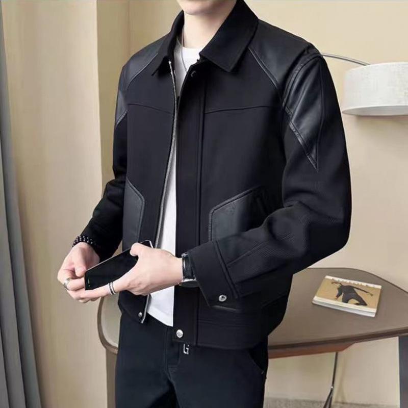 

Куртка из искусственной кожи в стиле пэчворк, Мужская модная брендовая трендовая высококлассная утепленная куртка, Новая одежда на осень и зиму 3XL