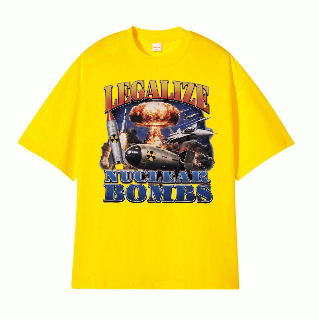 Bombs Funny Vintage Graphic T-shirts Men's Clothing Fashion T-shirt Oversized Cotton Short Sleeve T Shirts