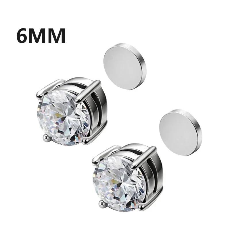 ZAKOL Crystal CZ Strong Magnetic Ear Stud Clip Earrings for Men Women Punk Round Zircon Magnet Earrings Non Piercing Jewelry